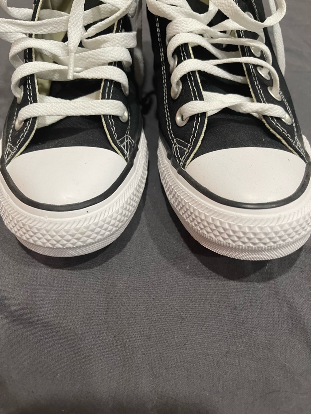 High-Top Canvas Sneakers in Black with White Accents - Picture 5 of 9